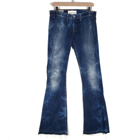 Textile Elizabeth and James Jimi Washed Dye Flare Leg Jeans 30 Blue Released Hem - Picture 1 of 11